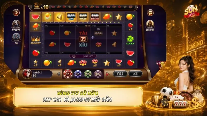 Xèng 777 sở hữu RTP cao và jackpot hấp dẫn 